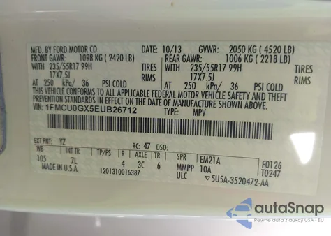 2014 Ford Escape Se from USA, damaged, VIN 1FMCU0GX5EUB26712